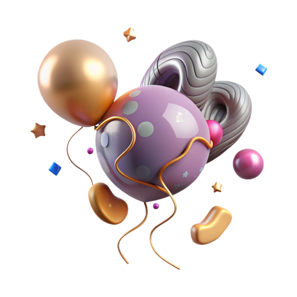 vibrant vintage Balloon Symbol Isolated with Floating String authentic png