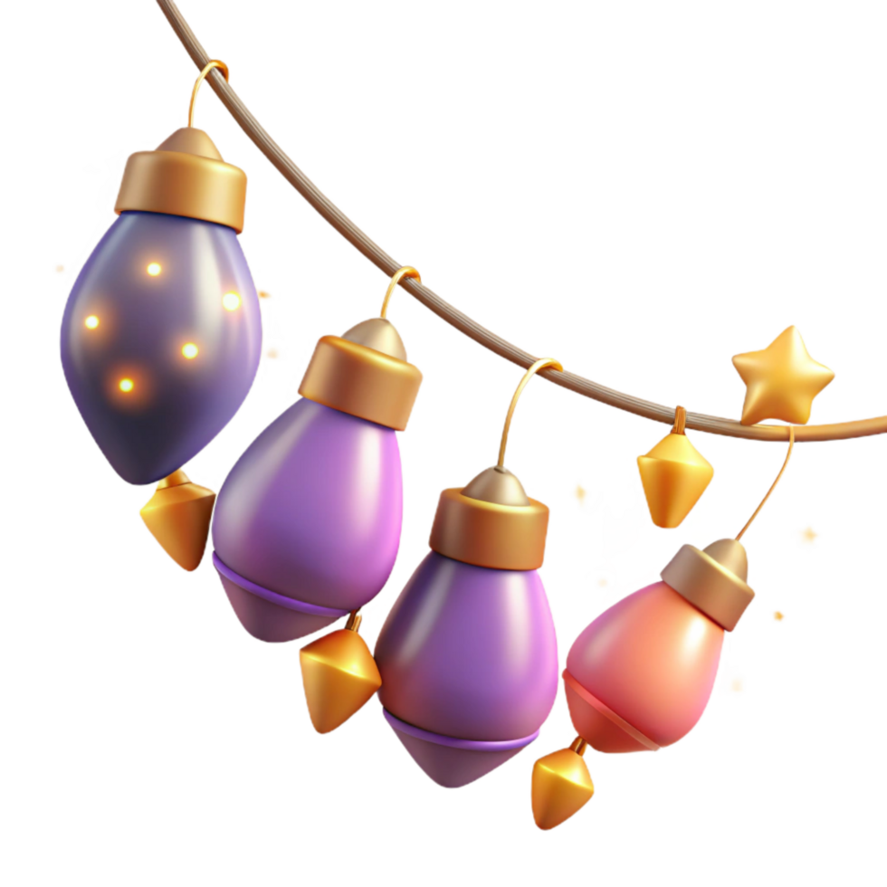 elegant contemporary Diwali String Lights Twinkling Warm Glow Transparent png