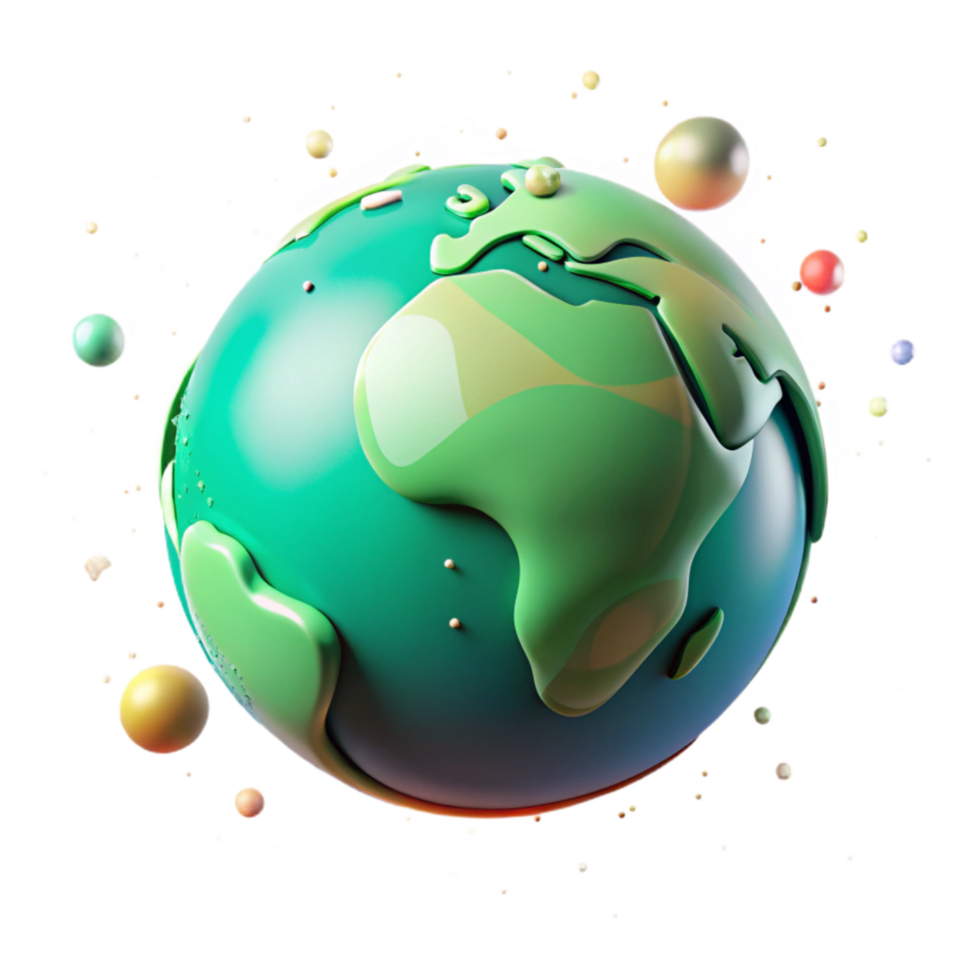 impressive creative Earth Globe with Green Overlay Soft Lighting Transparent professional png