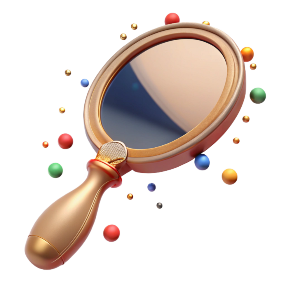 wonderful rustic Antique Hand Mirror with Silver Backing Transparent Background Isolated professional png