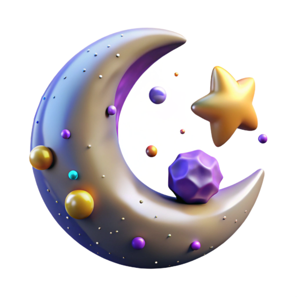 wonderful rustic Crescent Moon Night Sky Isolated Element detailed png