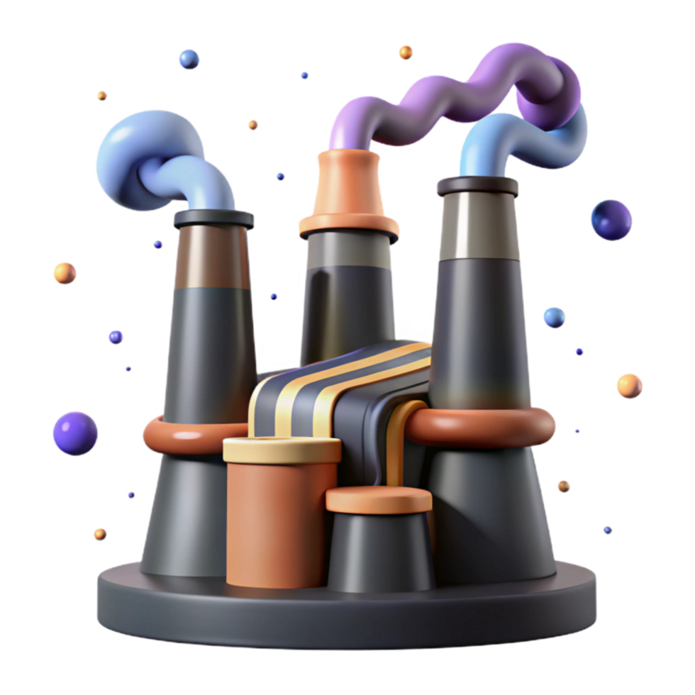 impressive classic Factory Emissions Realistic Style Isolated Element high quality png