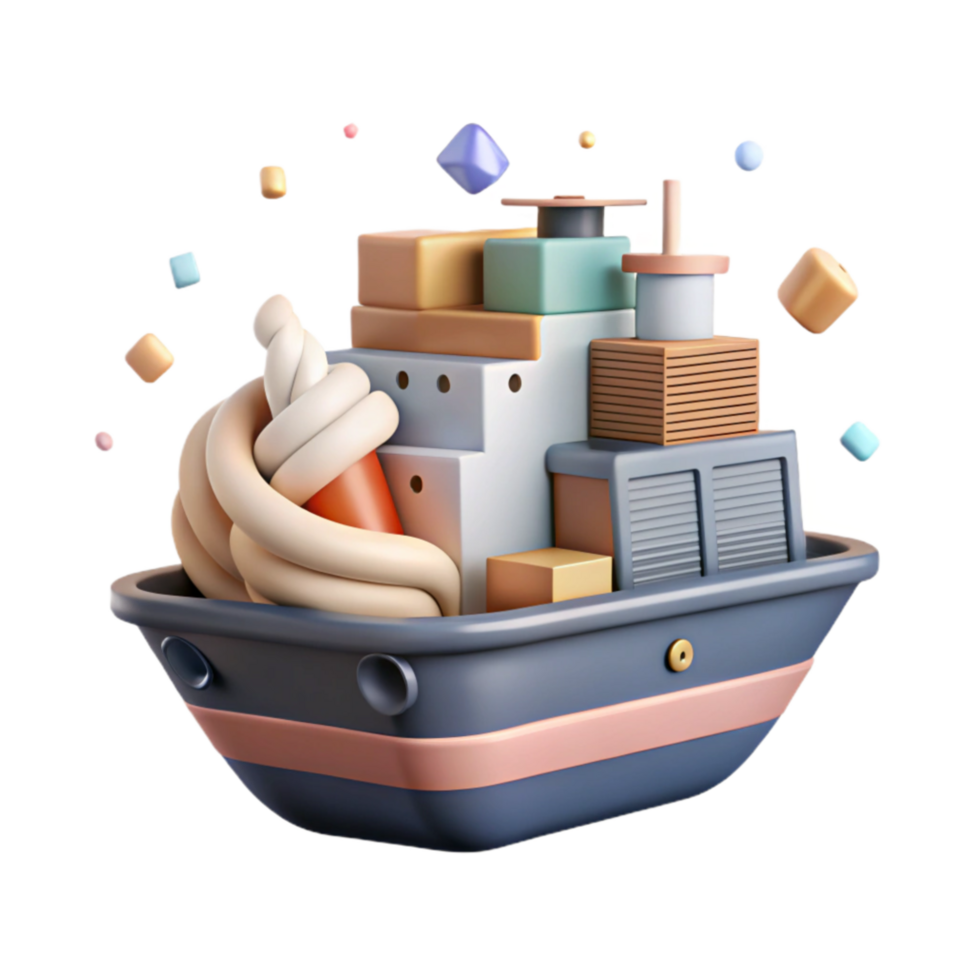 wonderful rustic Flat Design Icon of a Merchant Ship Transparent Background png