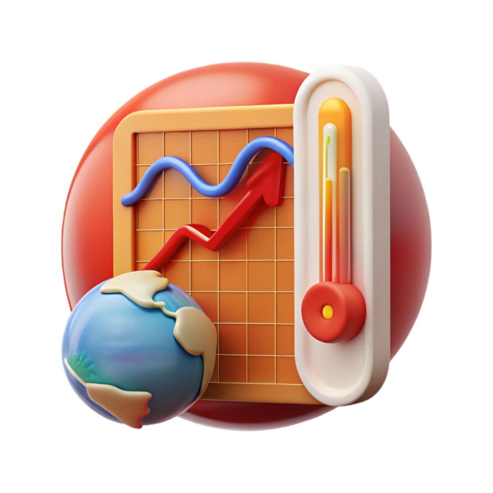 serene classic Global Temperature Rise Graph with Red Trend Line Cutout premium png