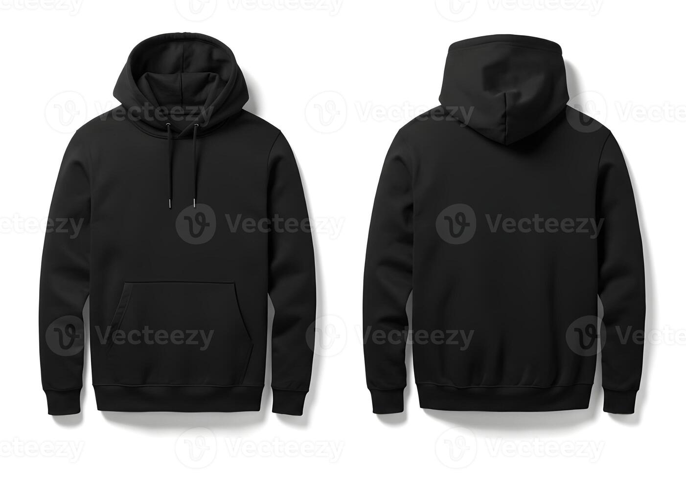 Black Hoodie Front and Back Views for Design Mockup Template 1 photo