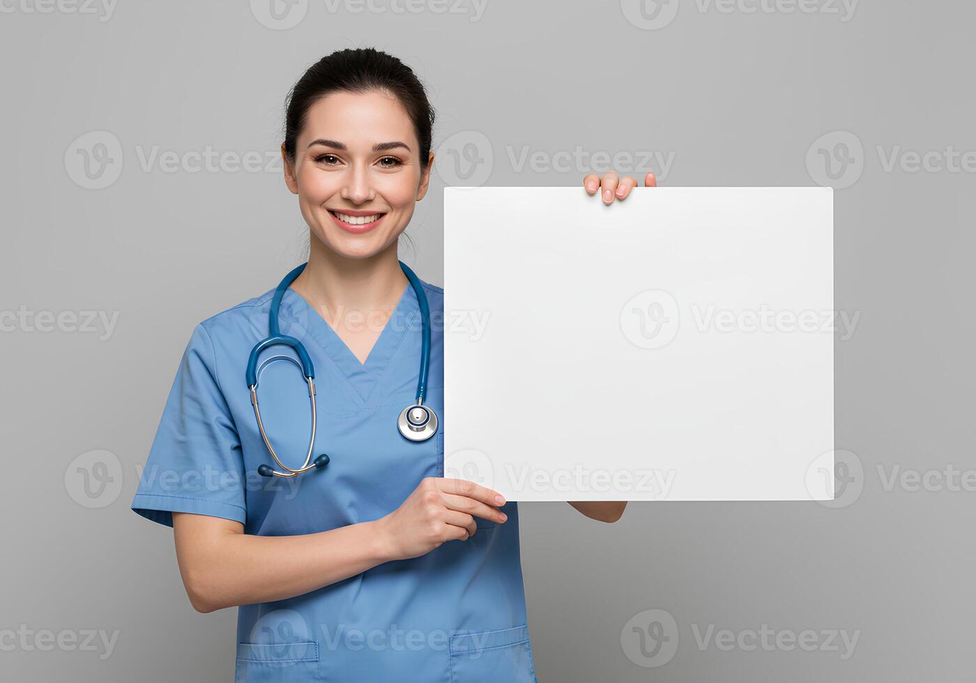 Professional Healtcare - Nurse Holding White Blank Sign for Mockup or Copy Space 3 photo