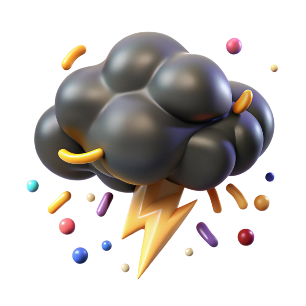magnificent artistic Dark Gray Thundercloud with Lightning Cutout high resolution png