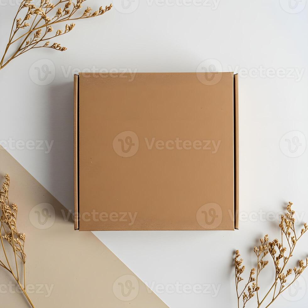 Logo Mockup and Copy Space on Eco-Friendly Kraft Paper Box Display 1 photo