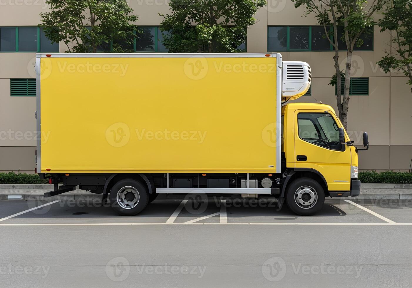 Logo Design Mockup on Yellow Semi Truck 1 photo