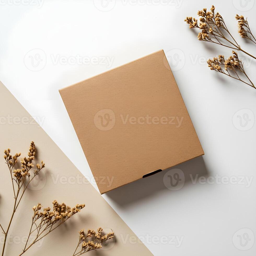 Logo Mockup and Copy Space on Eco-Friendly Kraft Paper Box Display 2 photo