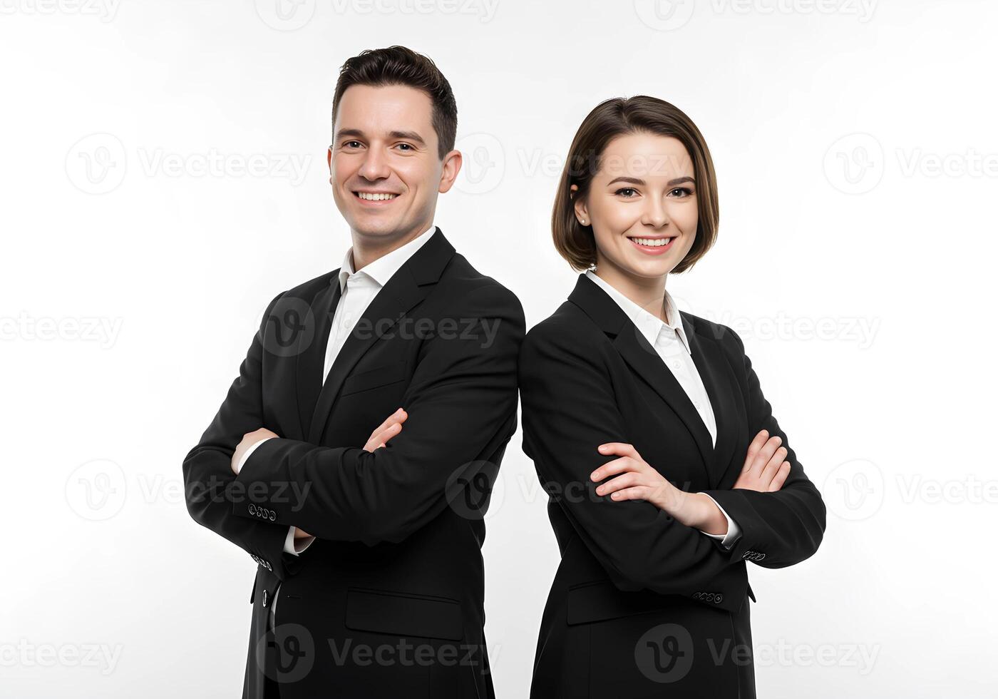 Professional Business Team Standing With Arms Crossed on White Background 2 photo