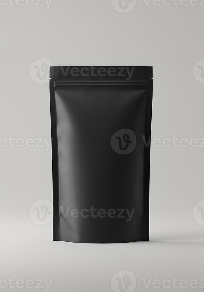 Black Stand-Up Pouch For Mockup Product Packaging Design 1 photo