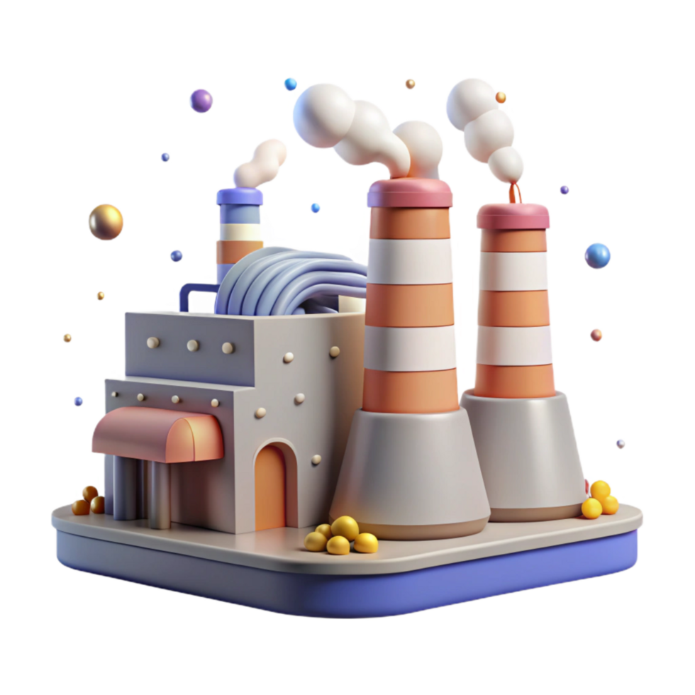 wonderful traditional Factory with Smoke Stacks and Green Filters Isolated exclusive png
