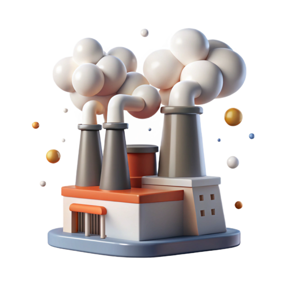 wonderful rustic Factory Smoke Pollution Cutout Isolated on Transparent Background premium png