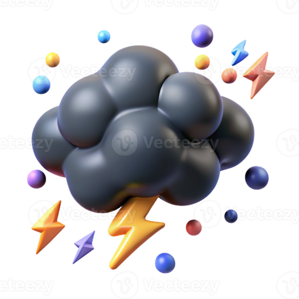 extraordinary vintage Dark Gray Thundercloud with Lightning Cutout high resolution png