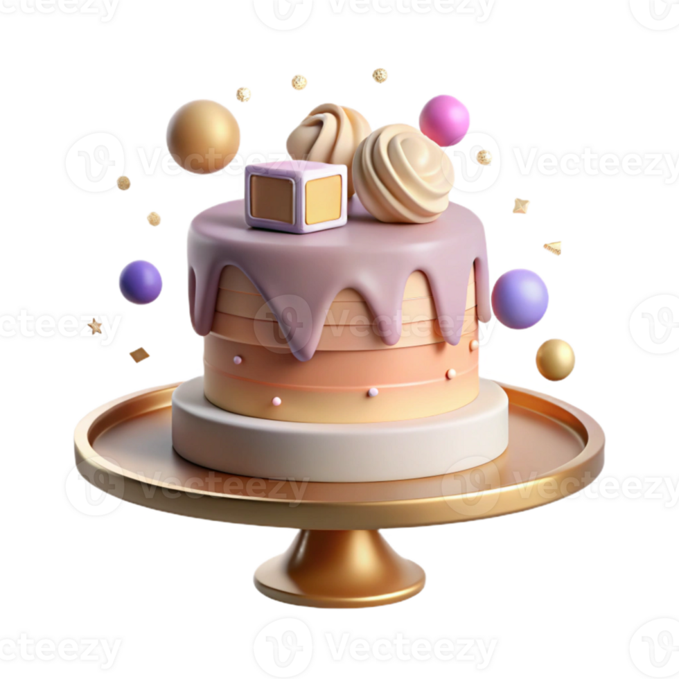 extraordinary classic Cake on Stand Isolated with Frosting genuine png