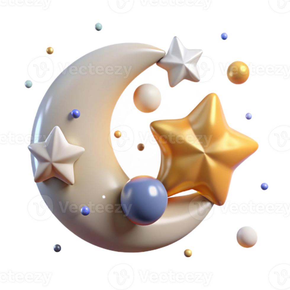extraordinary contemporary Crescent Moon Stars Isolated Element high quality png
