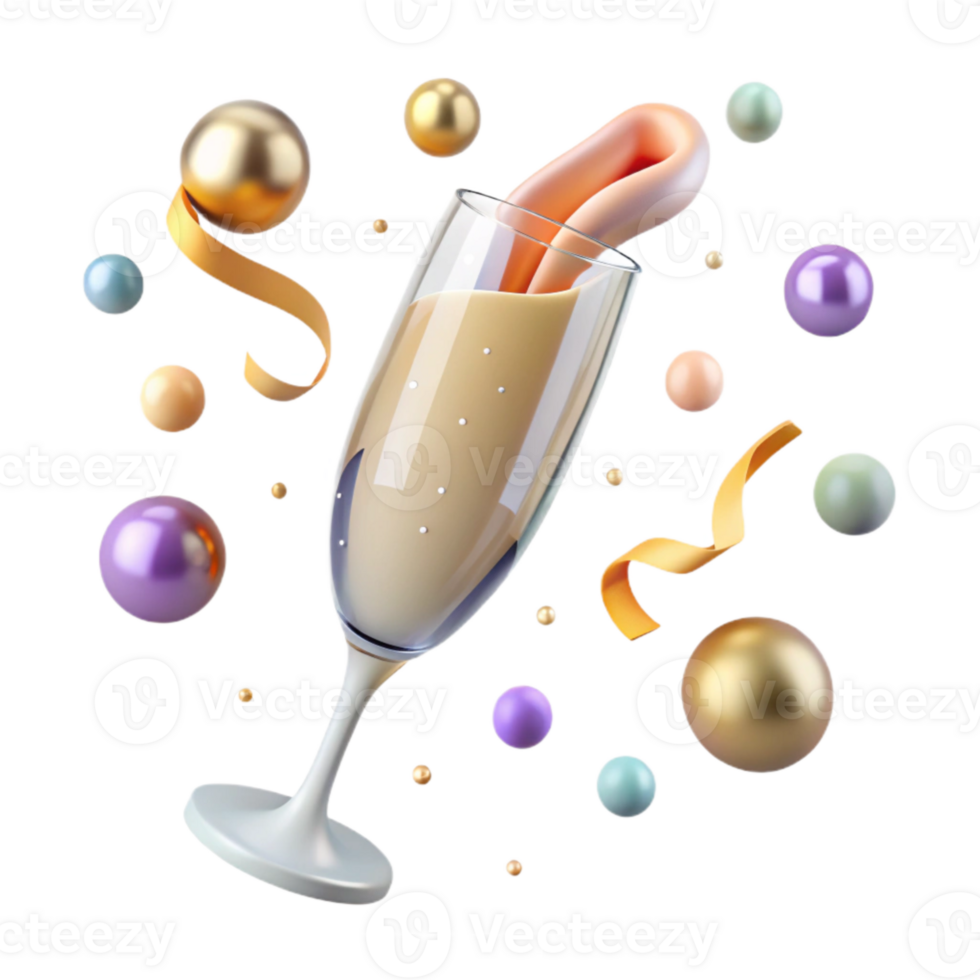 extraordinary artistic Champagne Flute with Bubbles Transparent Background genuine png