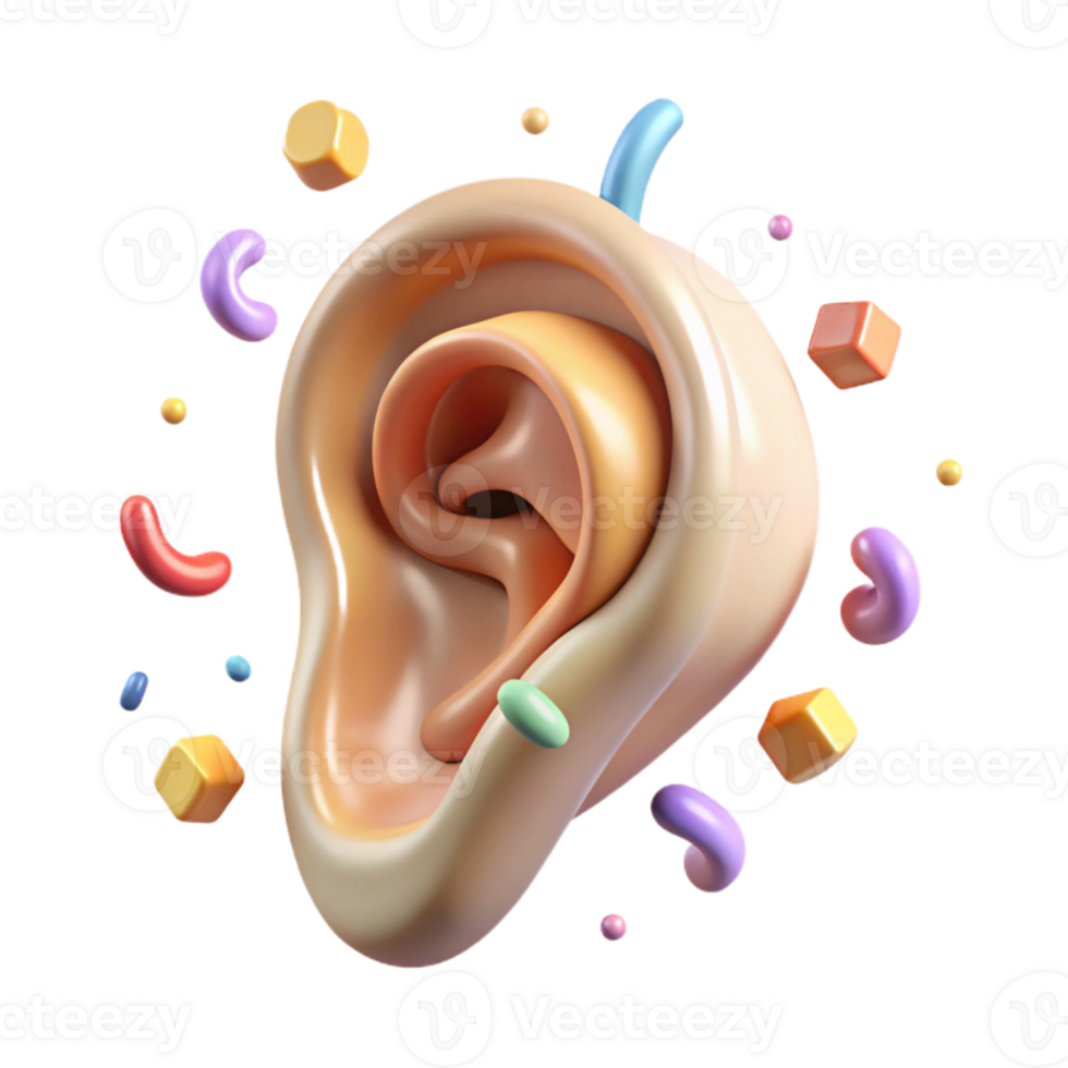 beautiful artistic Ear with Noise Damage Illustration Transparent Background high quality png