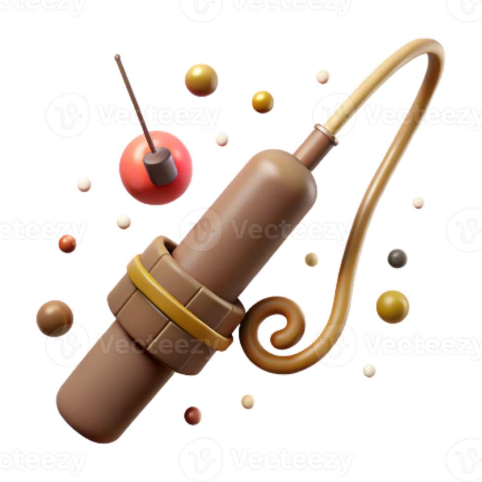 stunning abstract Fishing Rod Icon Brown Isolated on Transparent Background high quality png