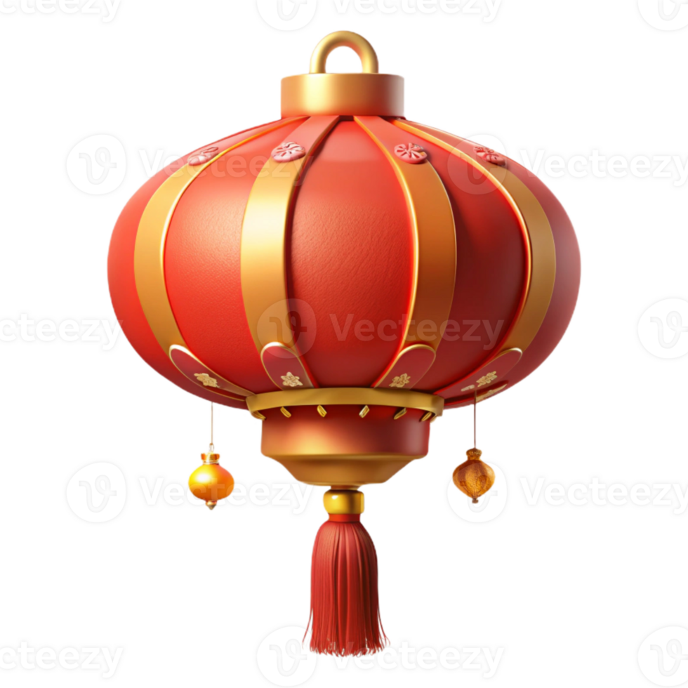 stunning creative Chinese Paper Lantern Red and Gold Tassels Isolated Cutout exclusive png