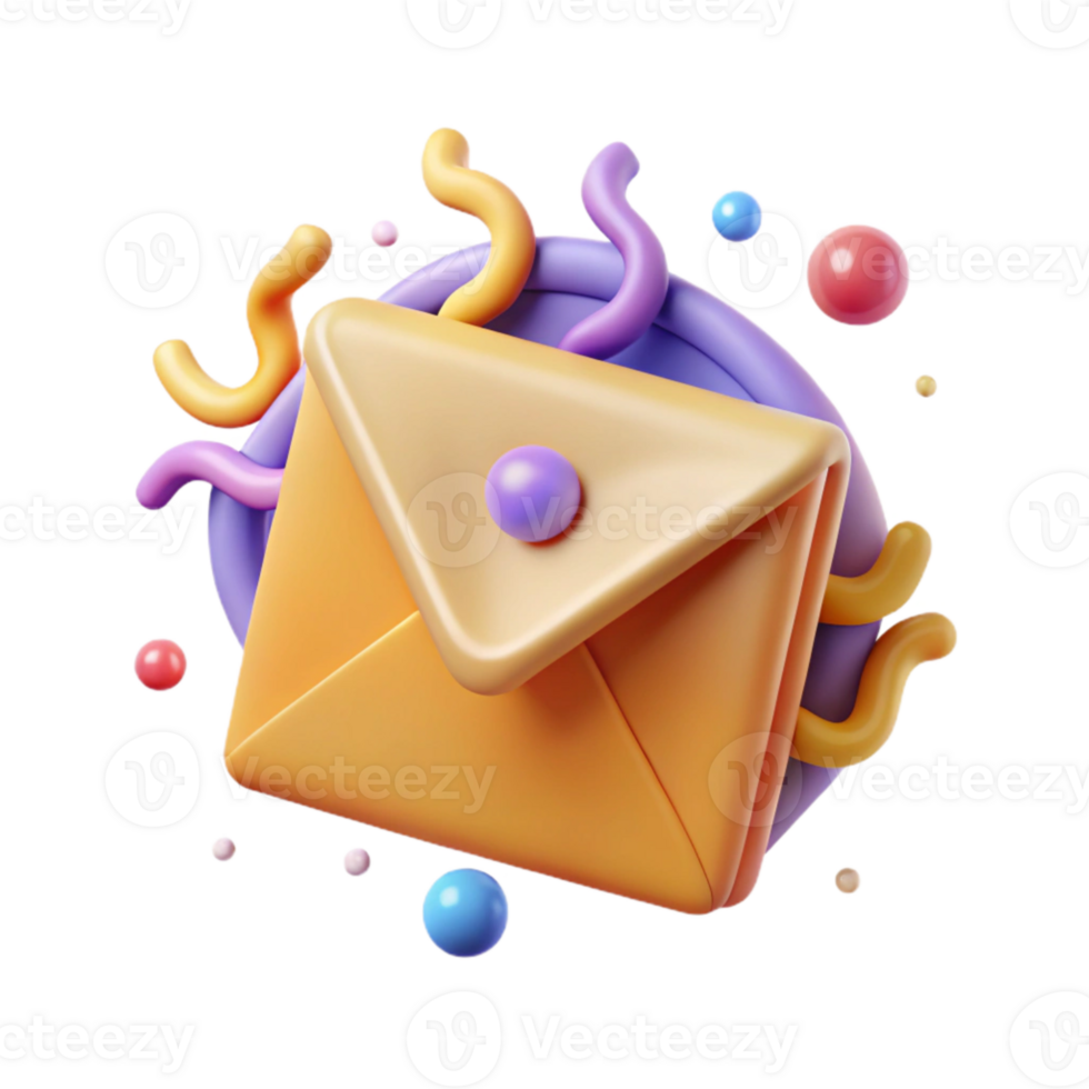vibrant contemporary Email Icon with Envelope Isolated Element high quality png