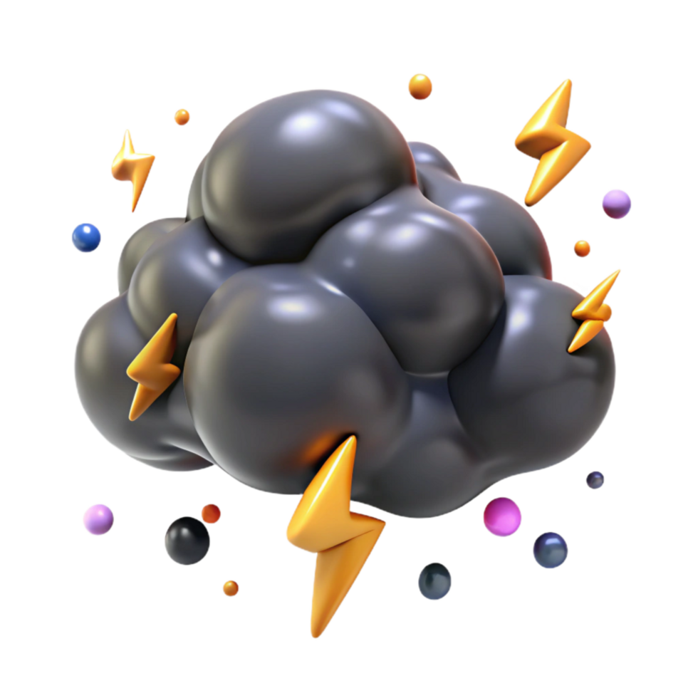 beautiful minimalist Dark Gray Thundercloud with Lightning Cutout professional png