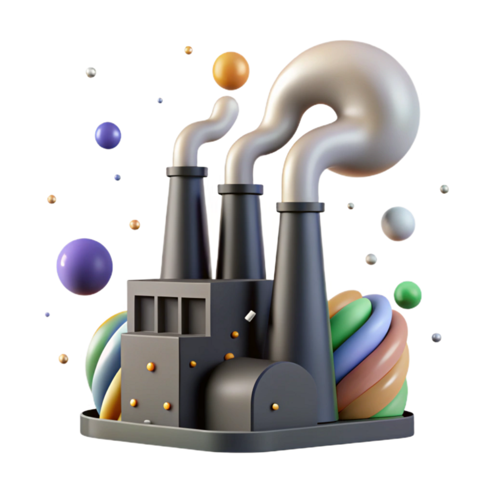 serene minimalist Factory Emissions Silhouette Isolated exclusive png