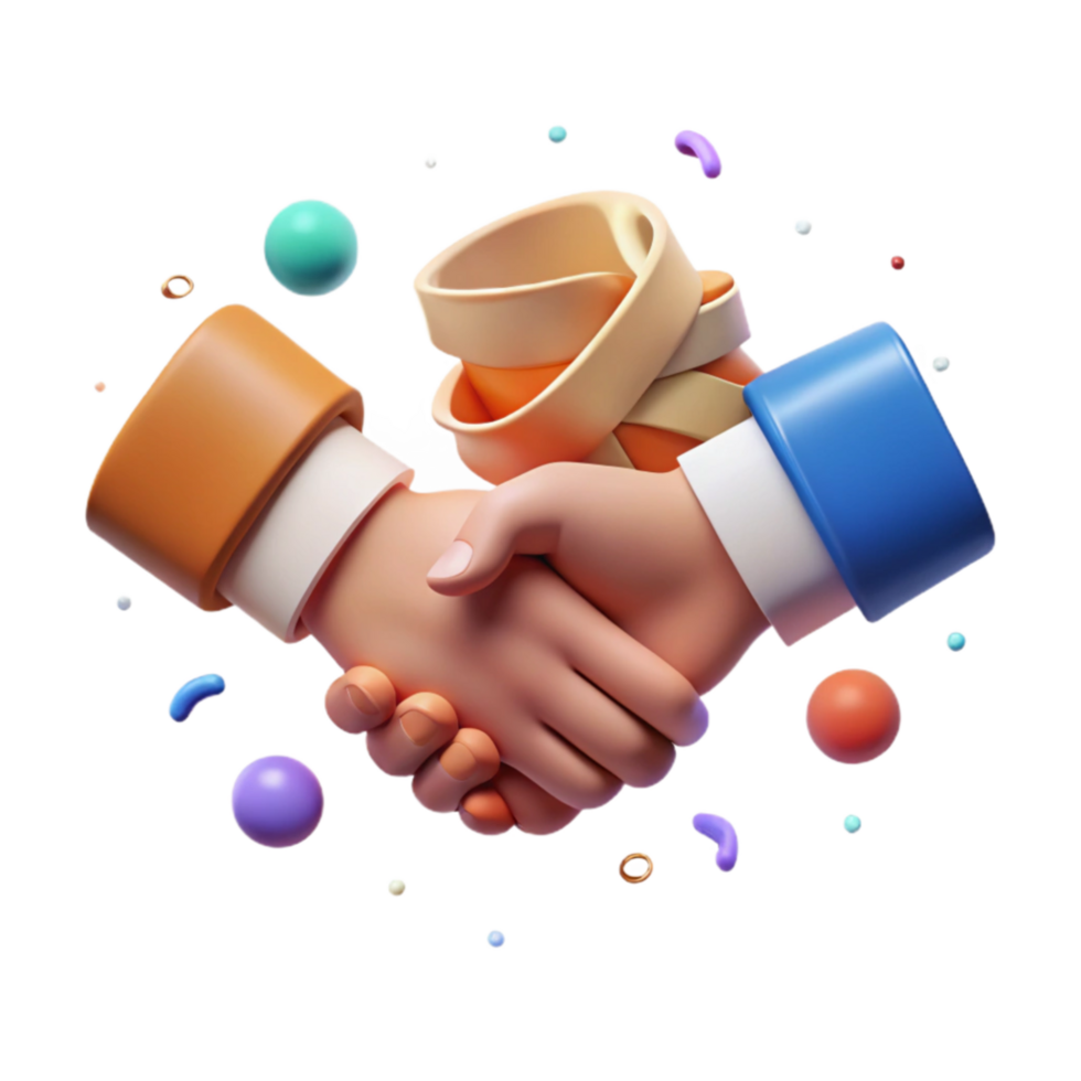 dramatic abstract Front View Teamwork Handshake Partnership Cutout Isolated exclusive png
