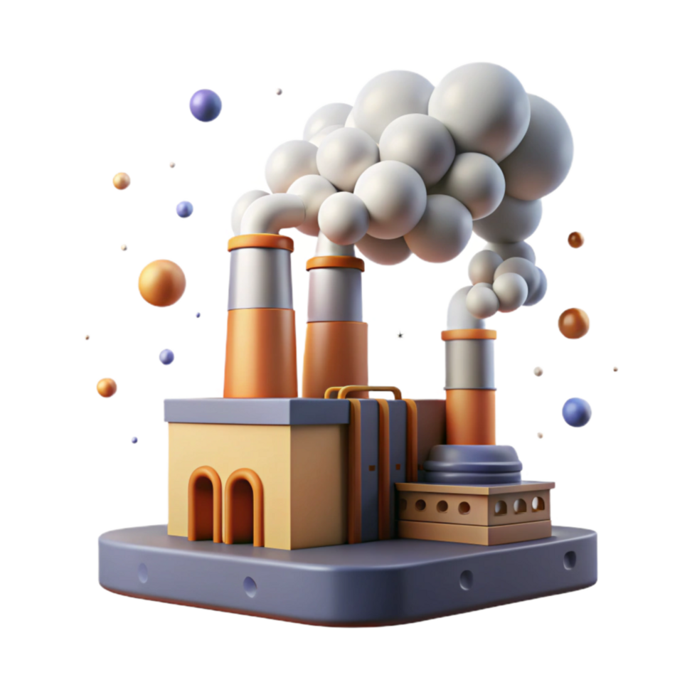 impressive minimalist Factory Emitting Smoke Into Air Isolated Element detailed png