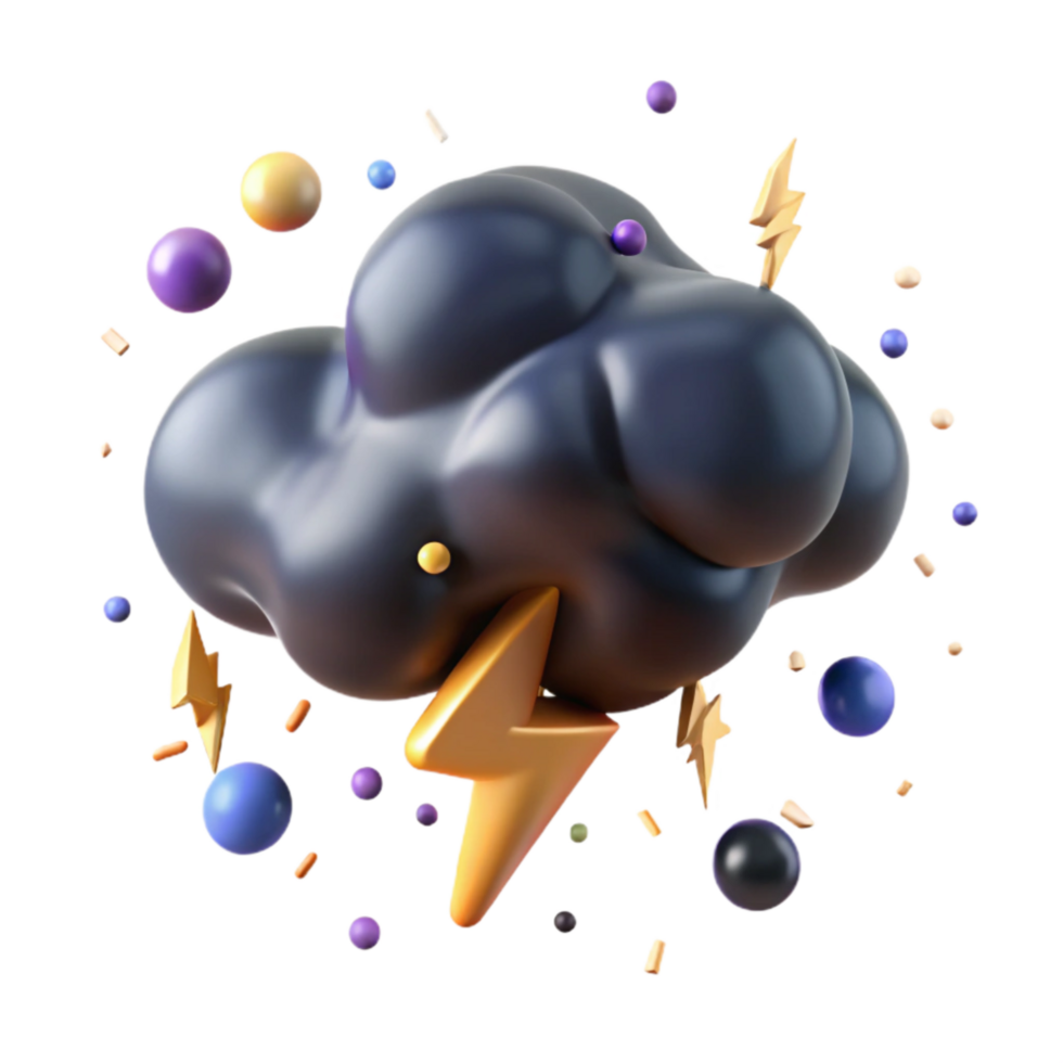 stunning minimalist Dark Storm Cloud Isolated with Lightning Bolt authentic png