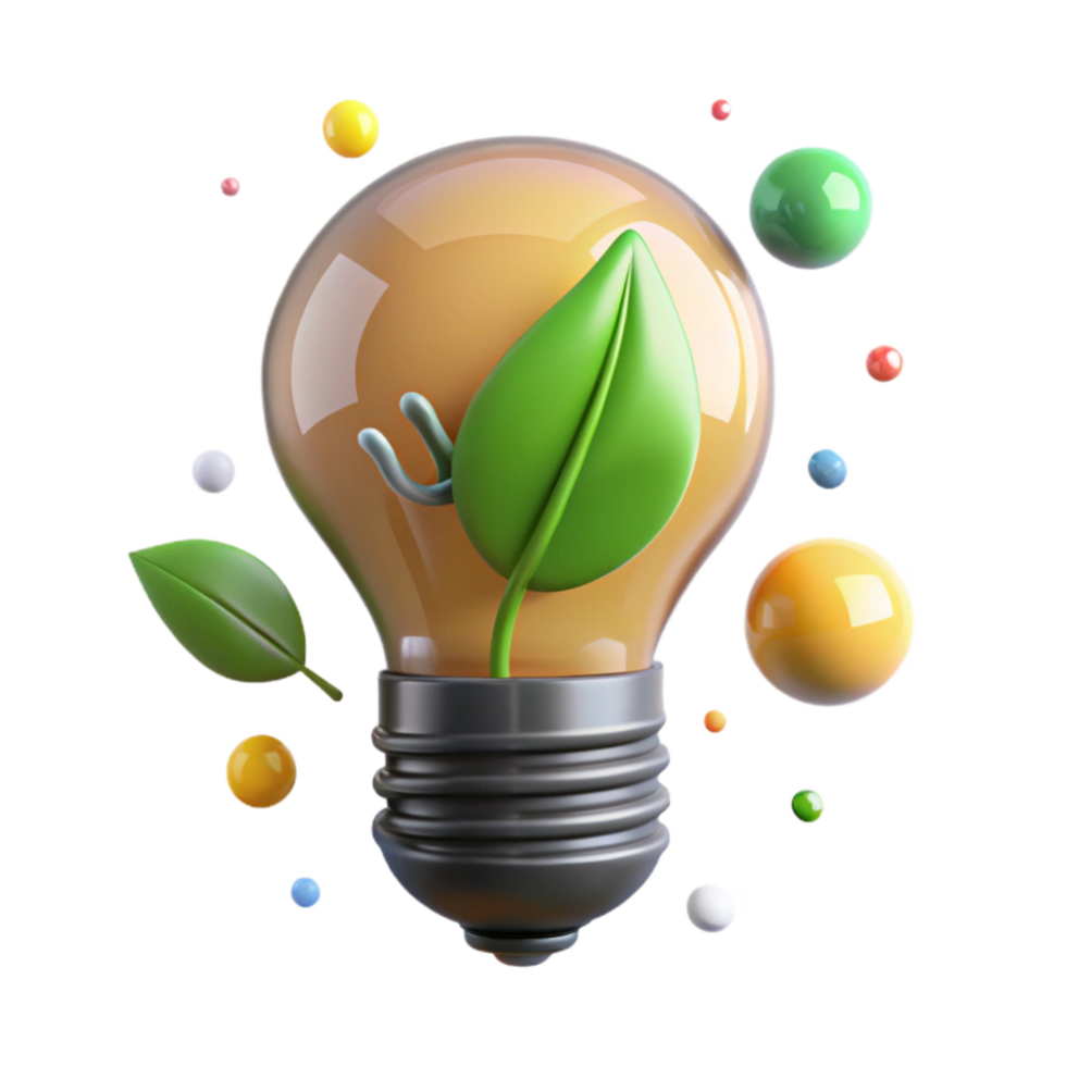 vibrant contemporary Eco Friendly Light Bulb Shining Isolated authentic png