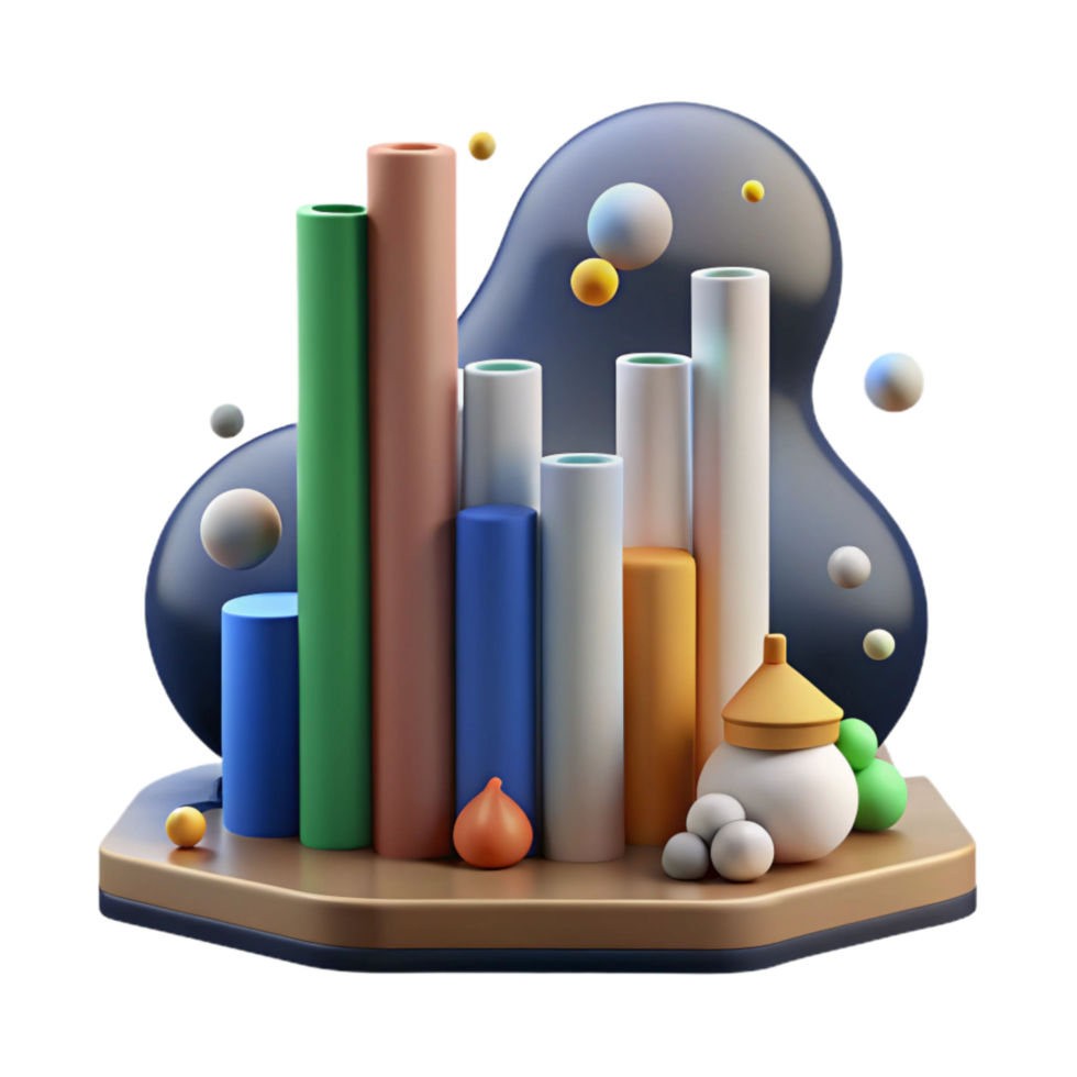 beautiful abstract Bar Graph Showing Pollution Levels Isolated Cutout exclusive png