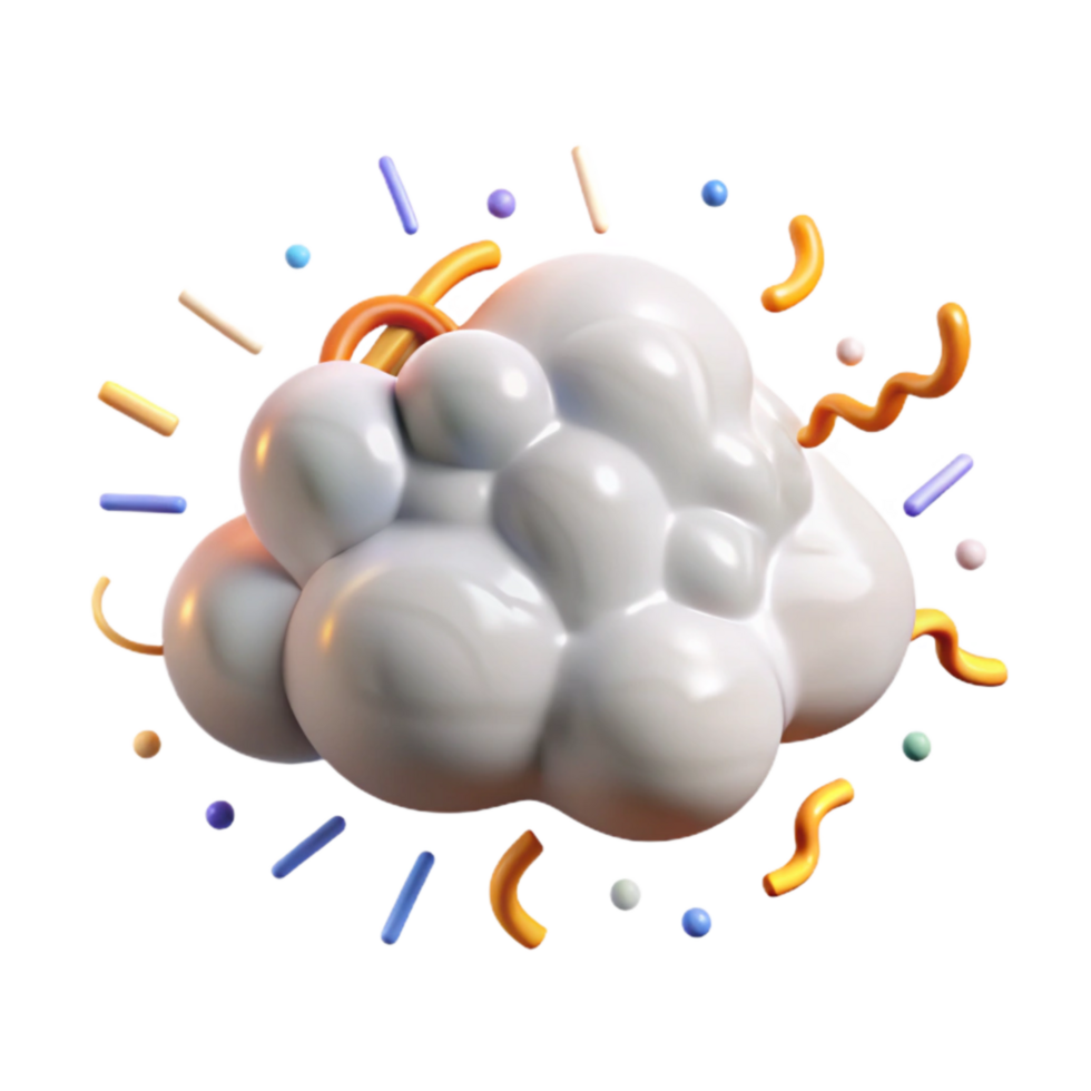 wonderful creative Billowing White Cloud with Sunbeams Isolated Element premium png