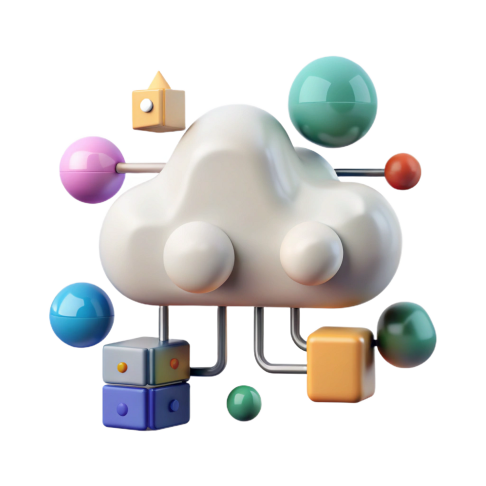 vibrant abstract Cloud Computing Network Diagram Transparent Background png