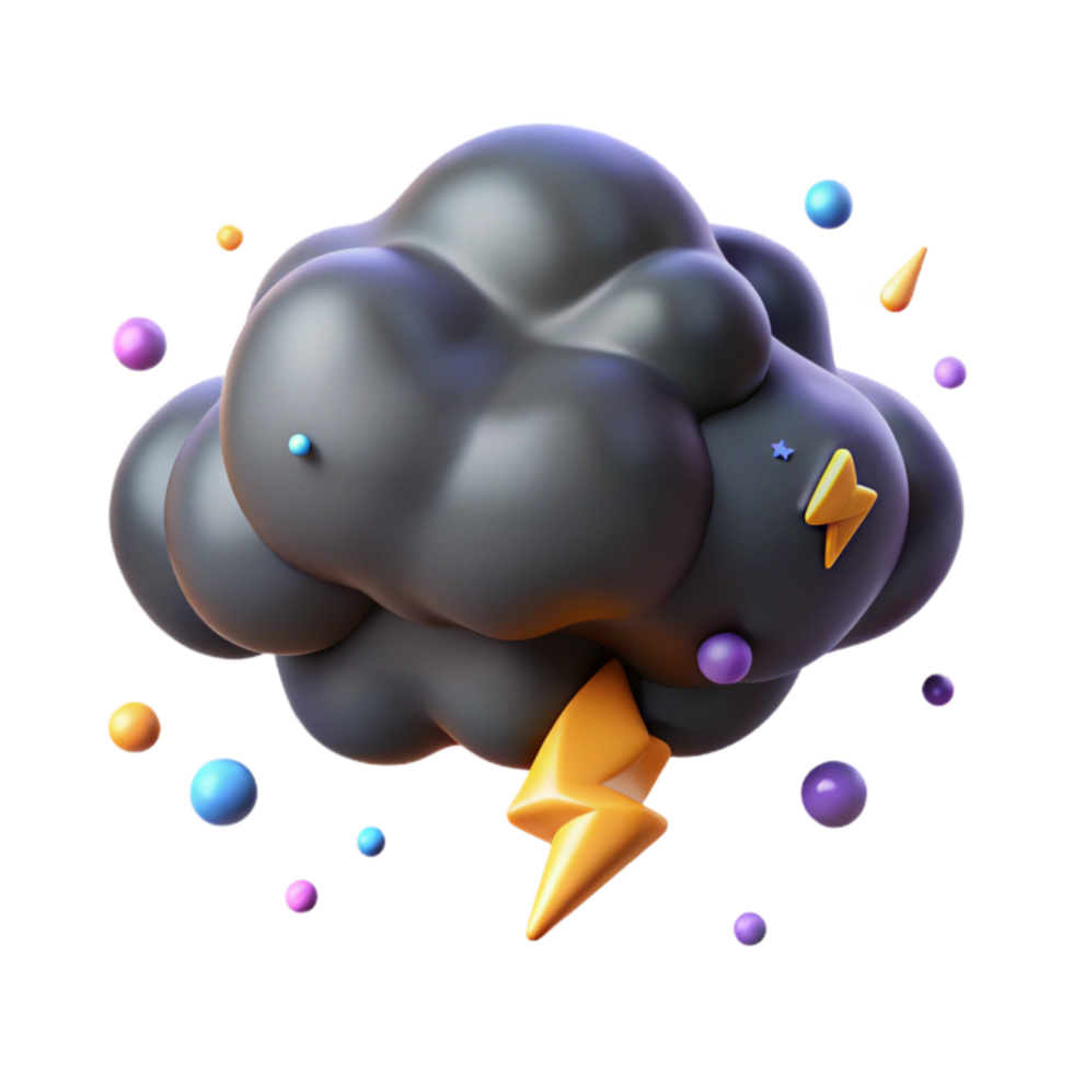 extraordinary classic Dark Storm Cloud Isolated with Lightning Bolt original png
