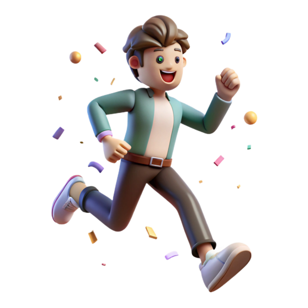 serene abstract D Animated Character Running Pose Isolated original png