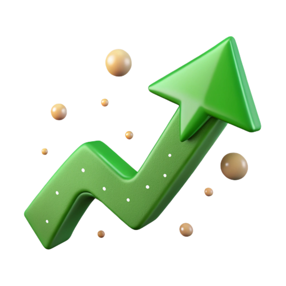 extraordinary artistic Conservation Success Story Isolated Green Upward Arrow high quality png