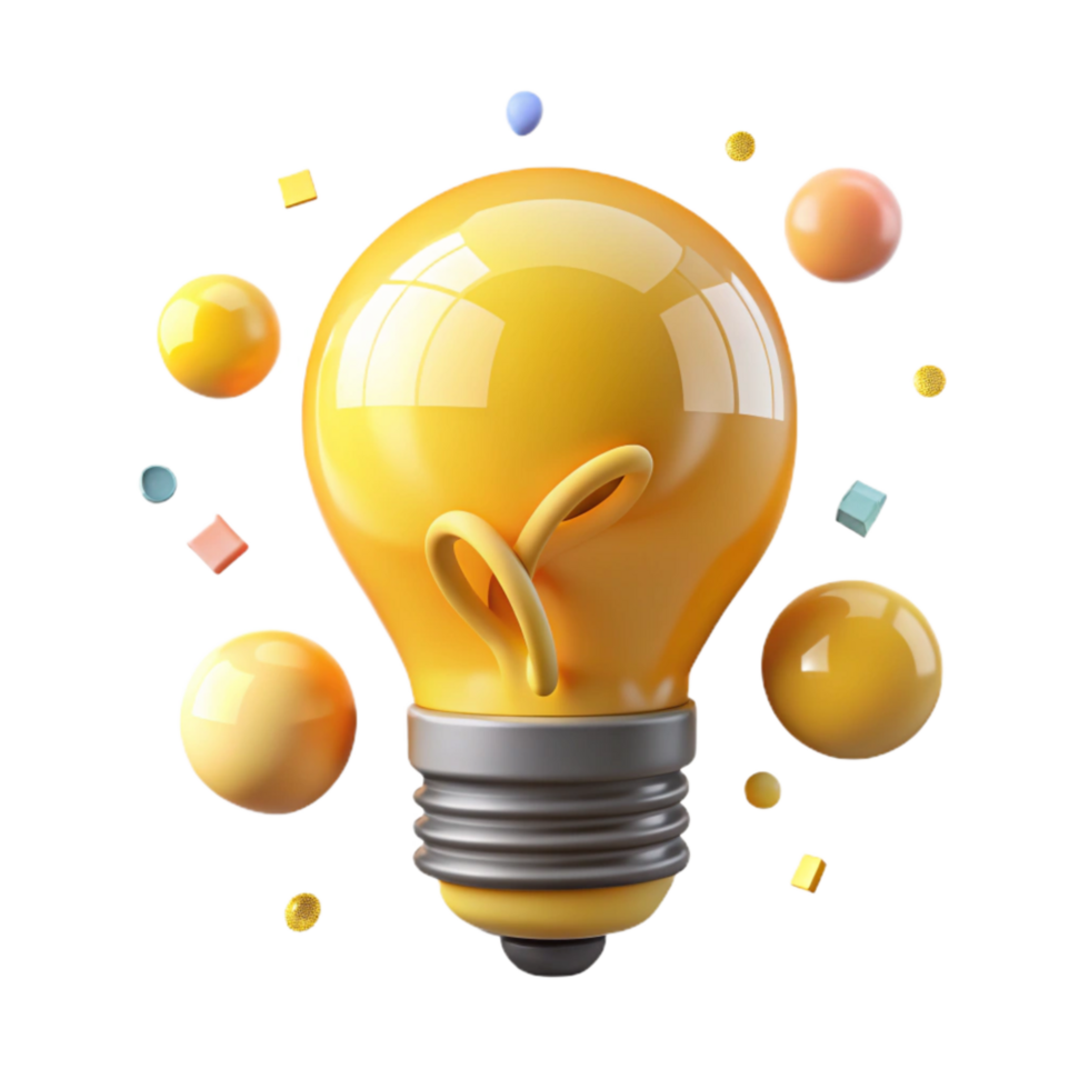 wonderful modern Eco Friendly Lightbulb Yellow Glow Transparent Background exclusive png