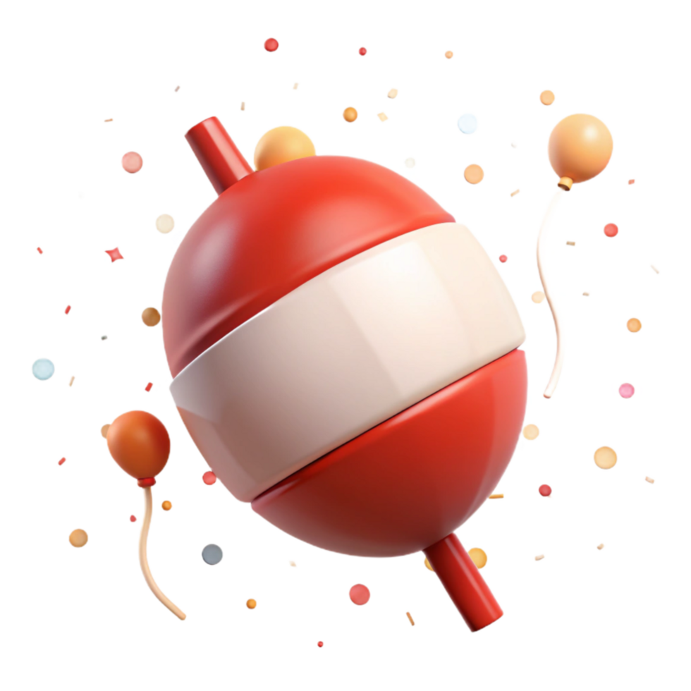 dramatic artistic Bobber Cutout Transparent Background Red and White genuine png