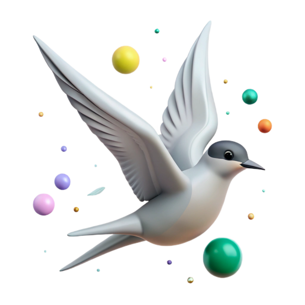 magnificent vintage Arctic Tern in Flight Silhouette Cutout Element exclusive png