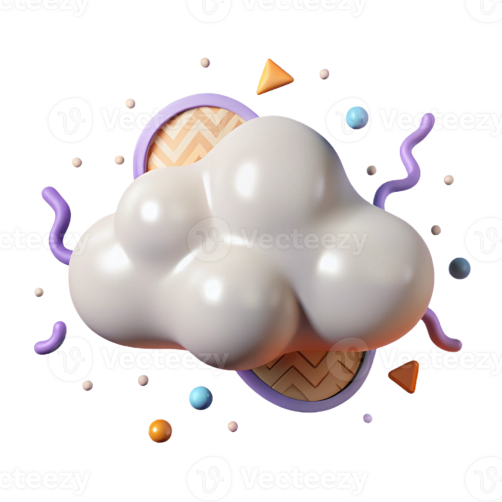 magnificent creative Cartoon Style Cloud Isolated with Simple Shape detailed png