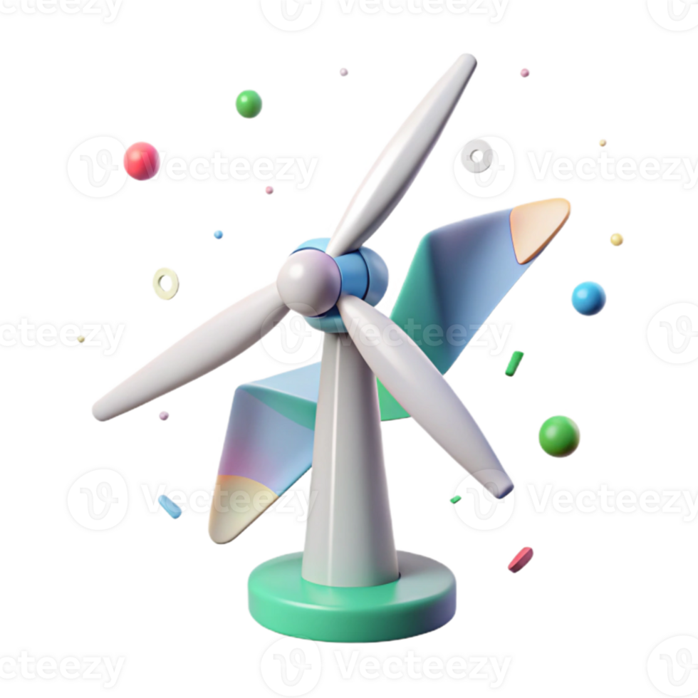 beautiful abstract Climate Change Mitigation Technology Wind Turbine Transparent Background genuine png