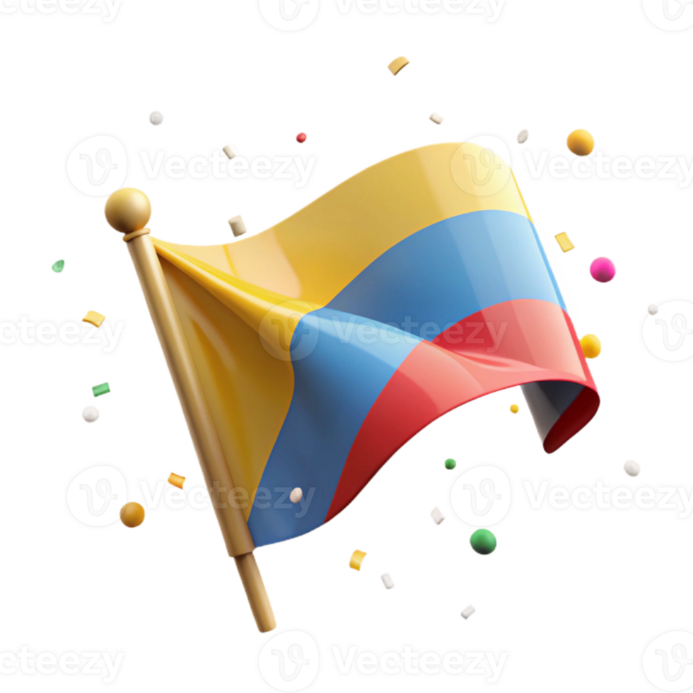 vibrant vintage Colorful National Flag Isolated with Soft Shadow original png