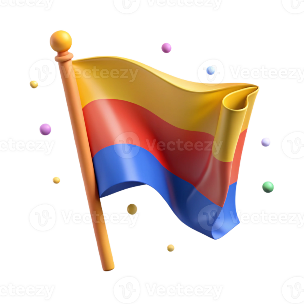 vibrant contemporary Colorful National Flag Isolated with Soft Shadow exclusive png