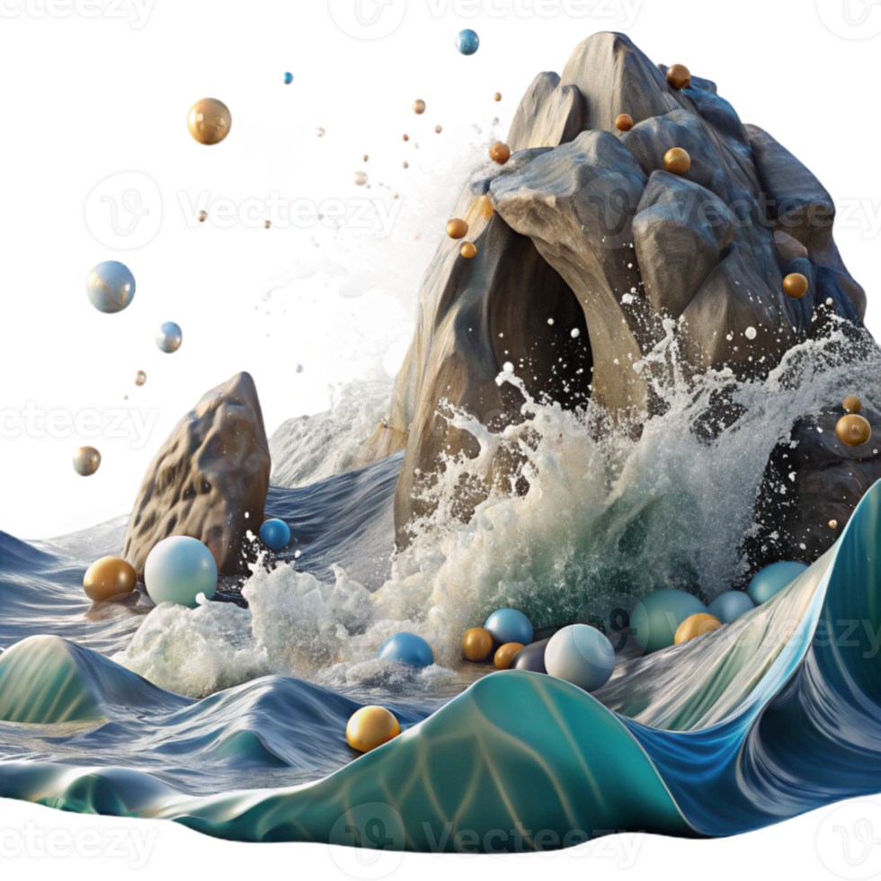 magnificent rustic Ocean Waves Crashing on Shore Dynamic Angle Cutout original png