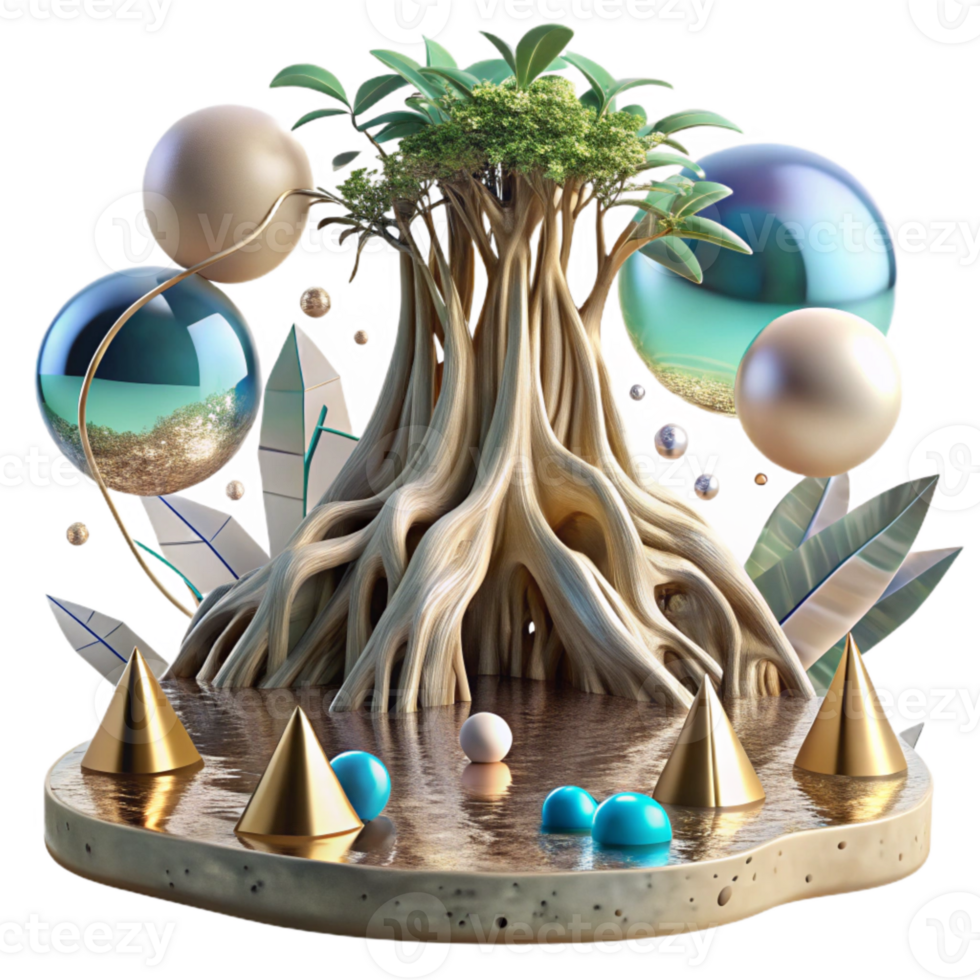 extraordinary artistic Mangrove Roots and Water Reflection Isolated Element professional png