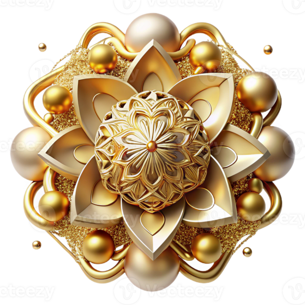 dramatic creative Intricate Gold Filigree Design Transparent Background png