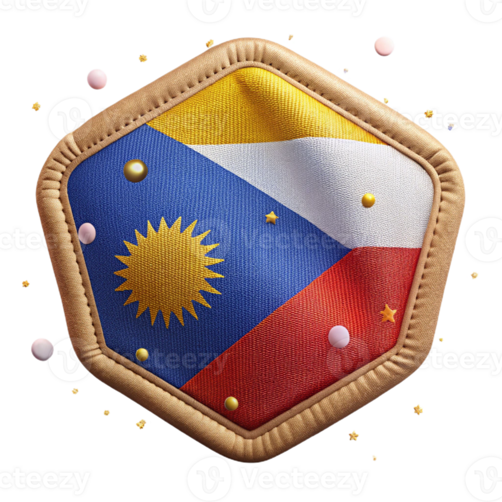 vibrant rustic National Flag Patch Transparent with Stitched Edges png