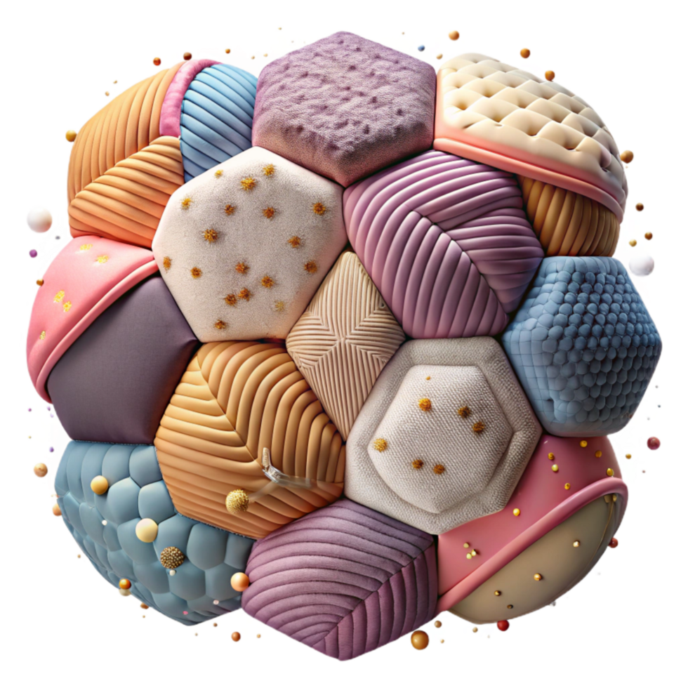 vibrant contemporary Quilted Fabric Patchwork Hexagon Transparent professional png